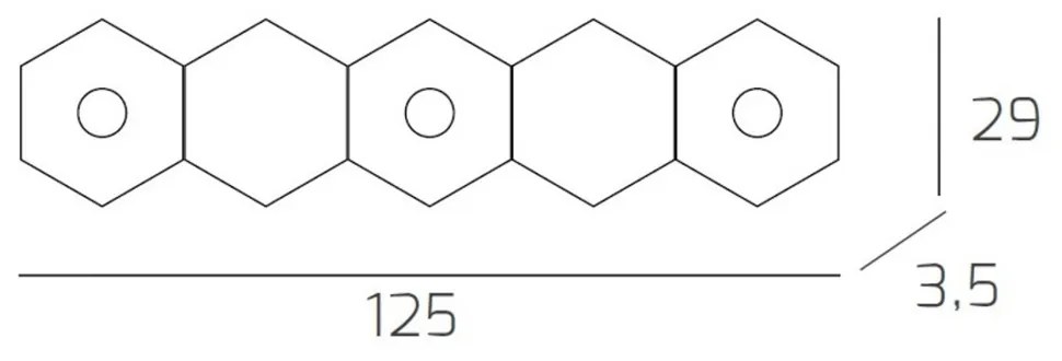 Plafoniera Moderna 5 Moduli Hexagon Metallo Foglia Oro 3 Luci Led 12X3W