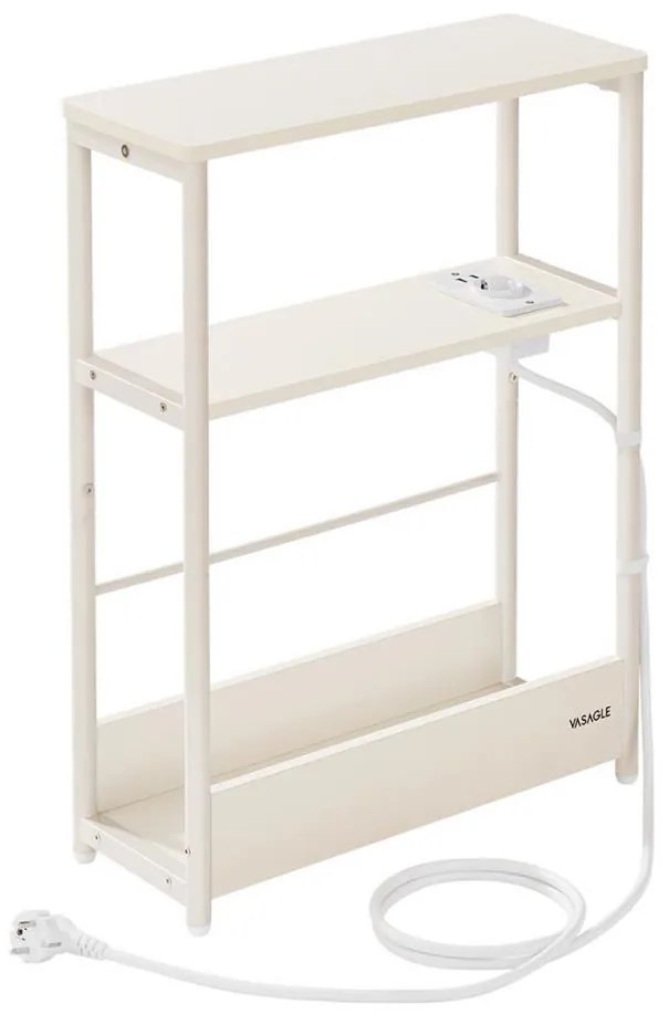 Tavolino laterale con presa elettrica integrata e porte USB ROD bianco/crema