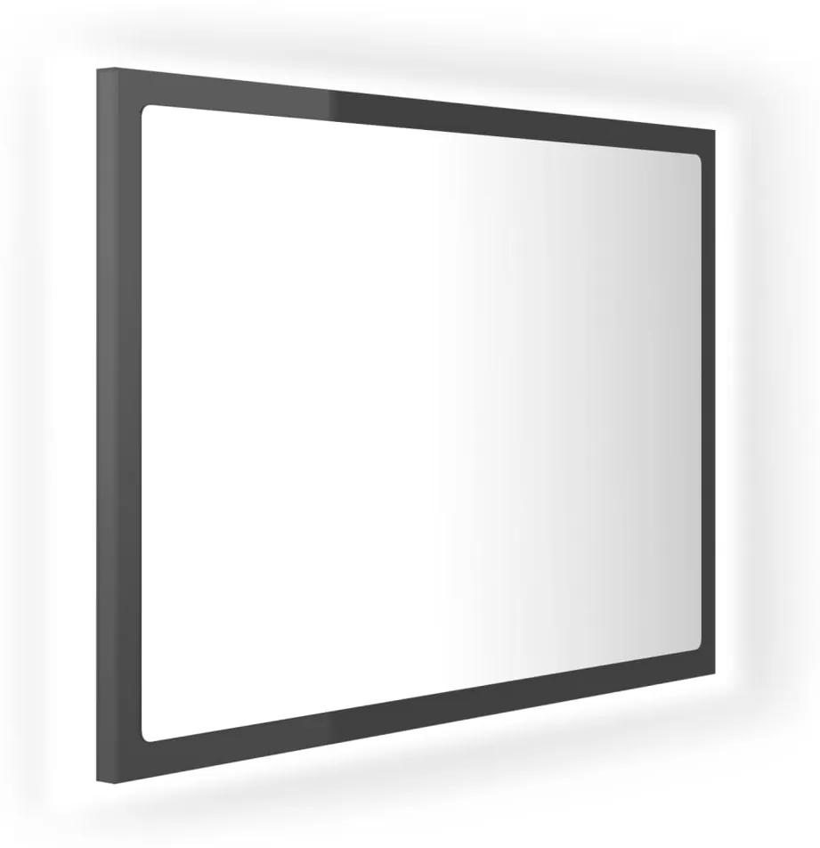 Specchio da Bagno LED Grigio Lucido 60x8,5x37 cm in Acrilico