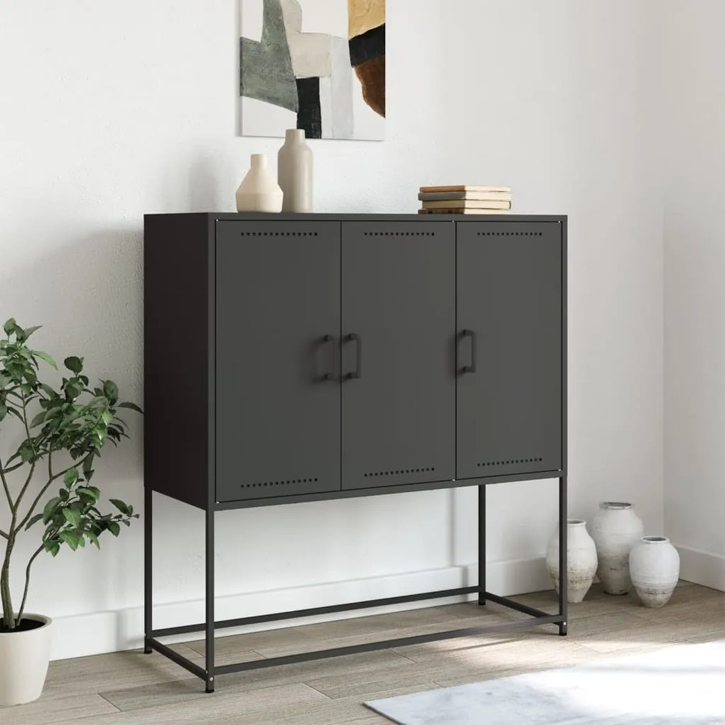 Credenza nera 100,5x39x107 cm in acciaio