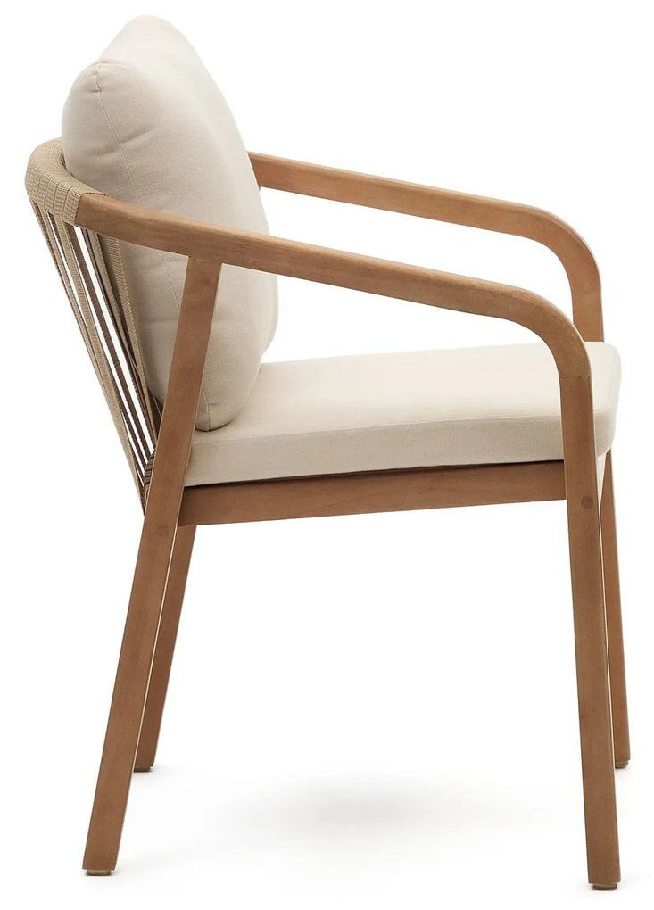 Kave Home - Sedia Malaret in legno massello di eucalipto e corda beige FSC