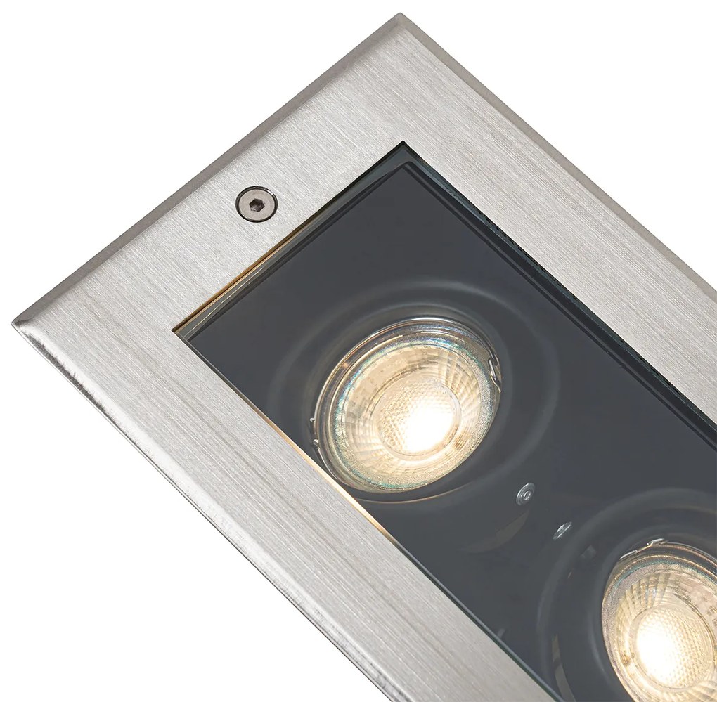 Faretto da terra smart in acciaio 2 luci regolabile IP65 incl. 2 GU10 50mm - Oneon
