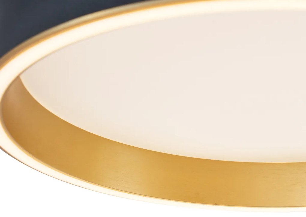 Plafoniera di design nera con oro 40 cm con LED e interruttore a 3 vie - Ingo