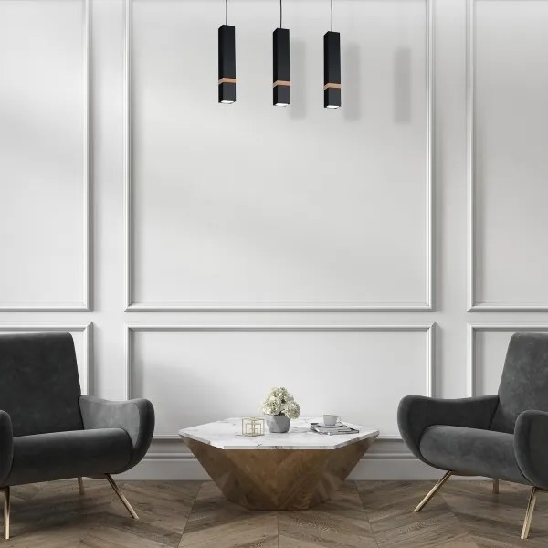 Lampadario a sospensione con filo VIDAR 3xGU10/25W/230V nero