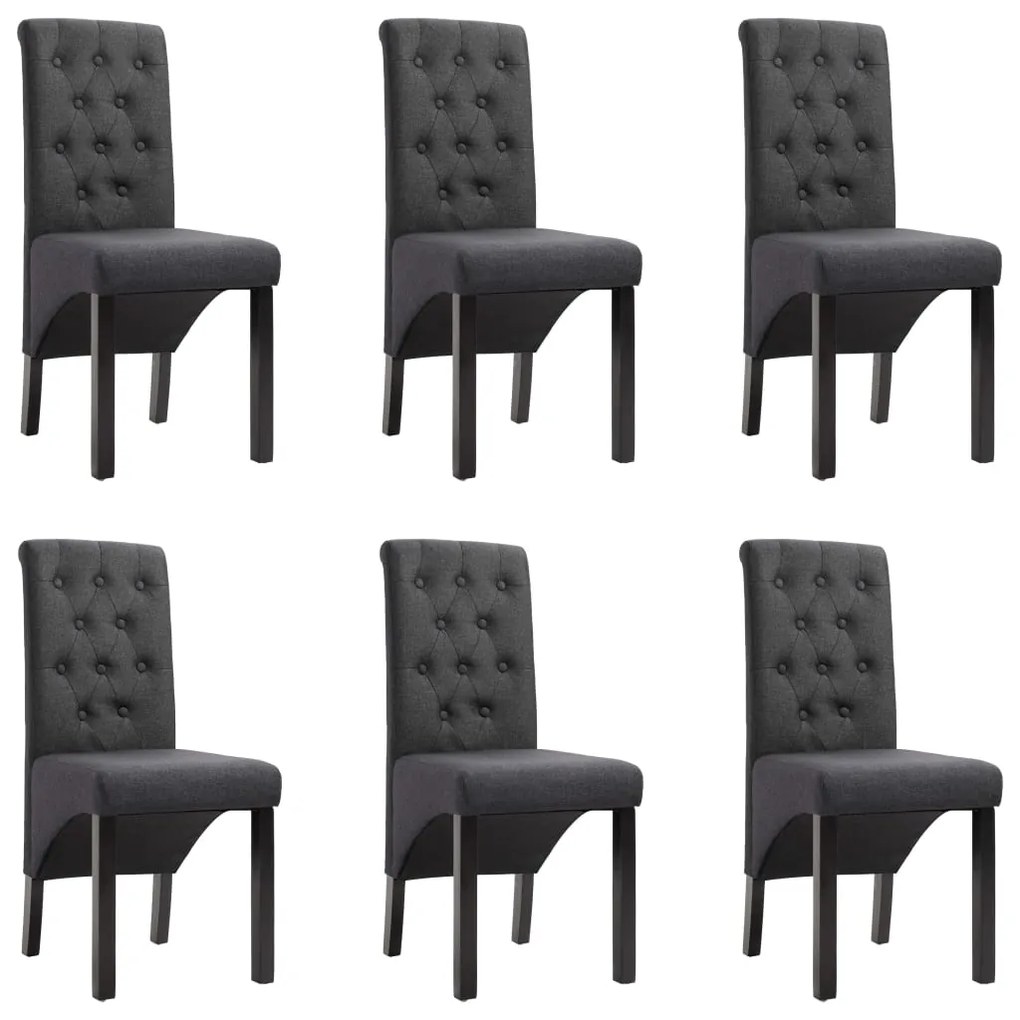 Sedie Da Pranzo 6 Pz Grigio Scuro İn Tessuto /