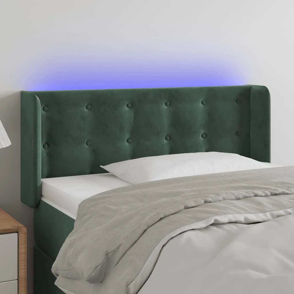 Testiera A Led Verde Scuro 83x16x78/88 Cm İn Velluto /