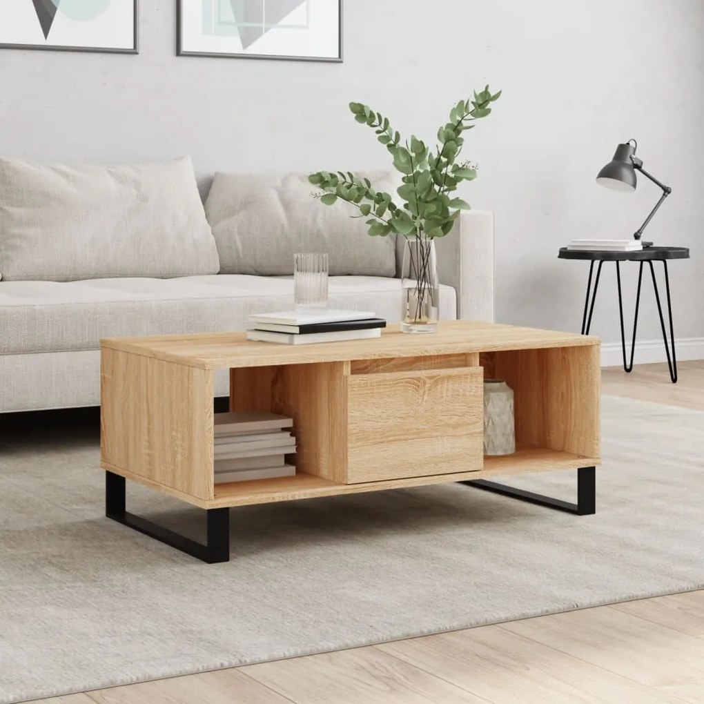 Tavolino Salotto Rovere Sonoma 90x50x36,5 Cm Legno Multistrato /