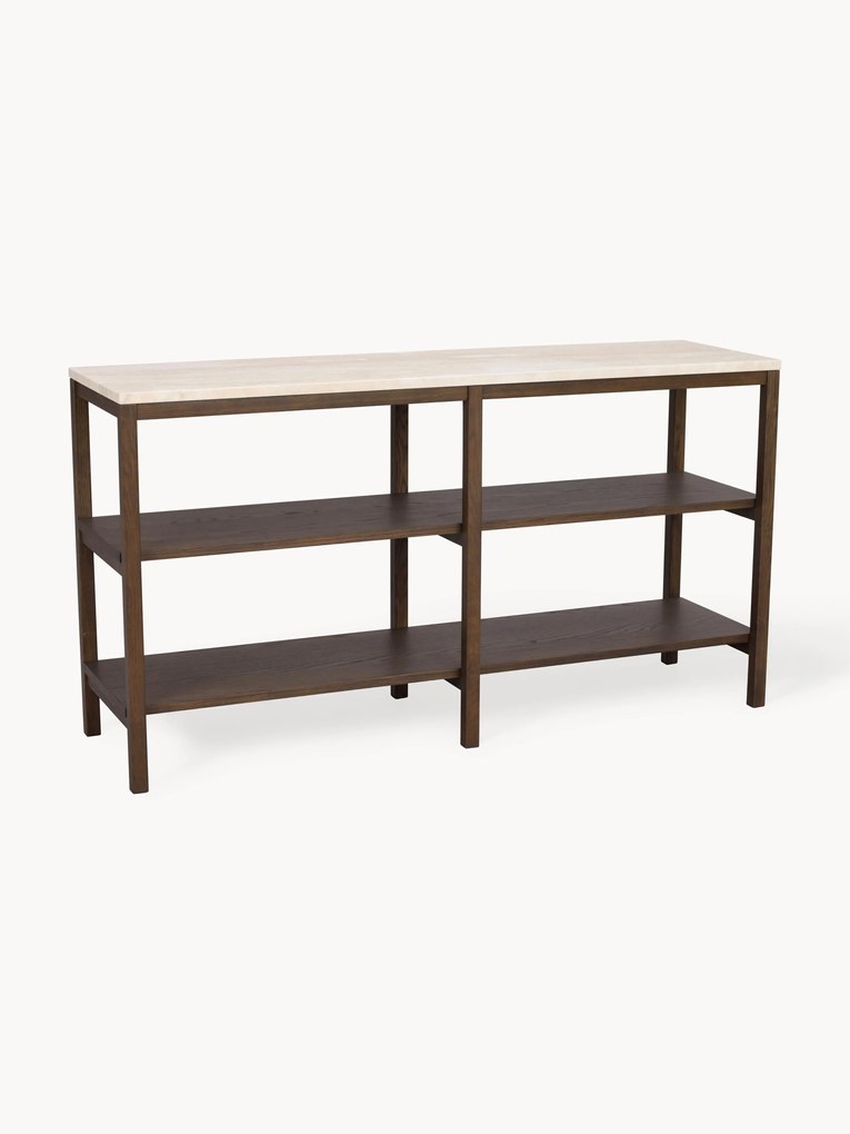 Scaffale in legno di quercia con piano in travertino Orwel