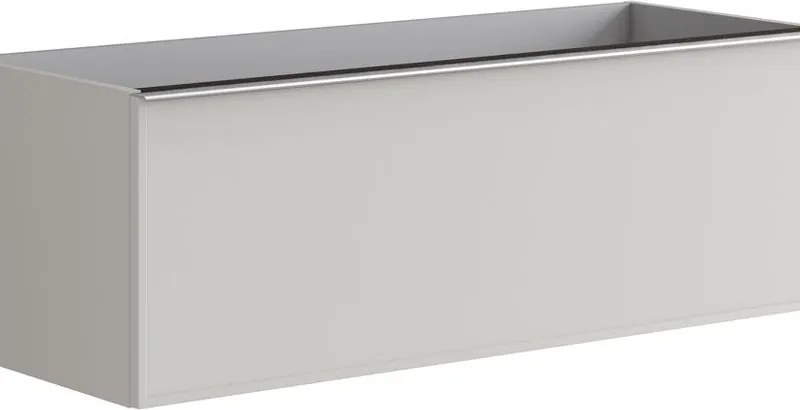 Mobile da bagno sospeso sotto lavabo Pixel frame 2 cassetti L 120 x H 40 x P 45.5 cm grigio pastello laccato opaco, con maniglia alluminio brillante