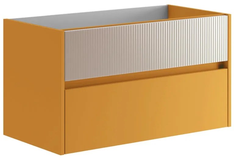 Mobile da bagno sospeso sotto lavabo L 89.5 x H 50 x P 45.5 cm beige laccato opaco, 2 cassetti Niwa