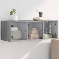 Mobile a Muro con Ante in Vetro Grigio Sonoma 102x37x35 cmcod mxl 87156