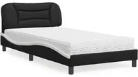 Letto con Materasso Nero e Bianco 100x200 cm in Similpelle 3208708