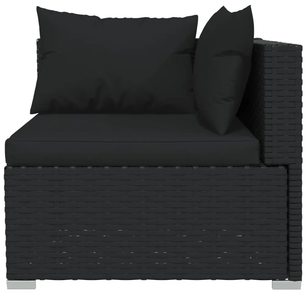 Set Divani da Giardino 12 pz con Cuscini in Polyrattan Nero