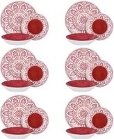 Servizio 18 piatti porcellana Ariel rosso
