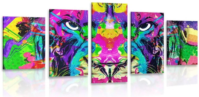 Quadri 5 pezzi – Predatore multicolore