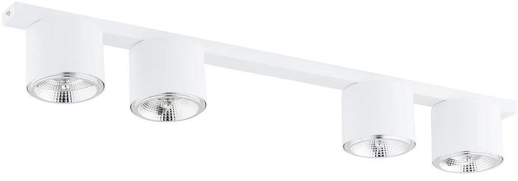 Plafoniera Moderna 4 Luci Faretti Ptah In Acciaio Bianco