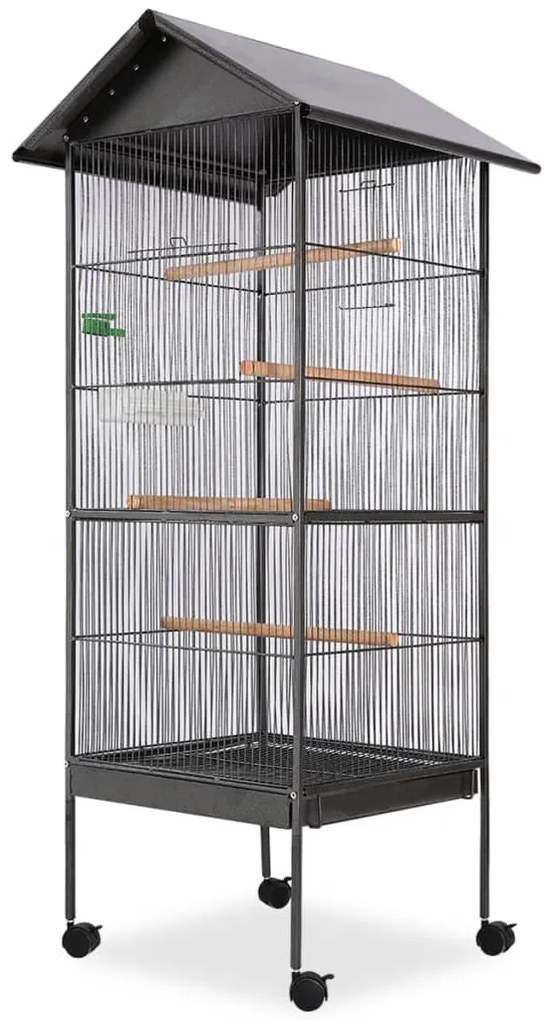 Gabbia Per Uccelli İn Acciaio Con Tetto 66x66x155 Cm /