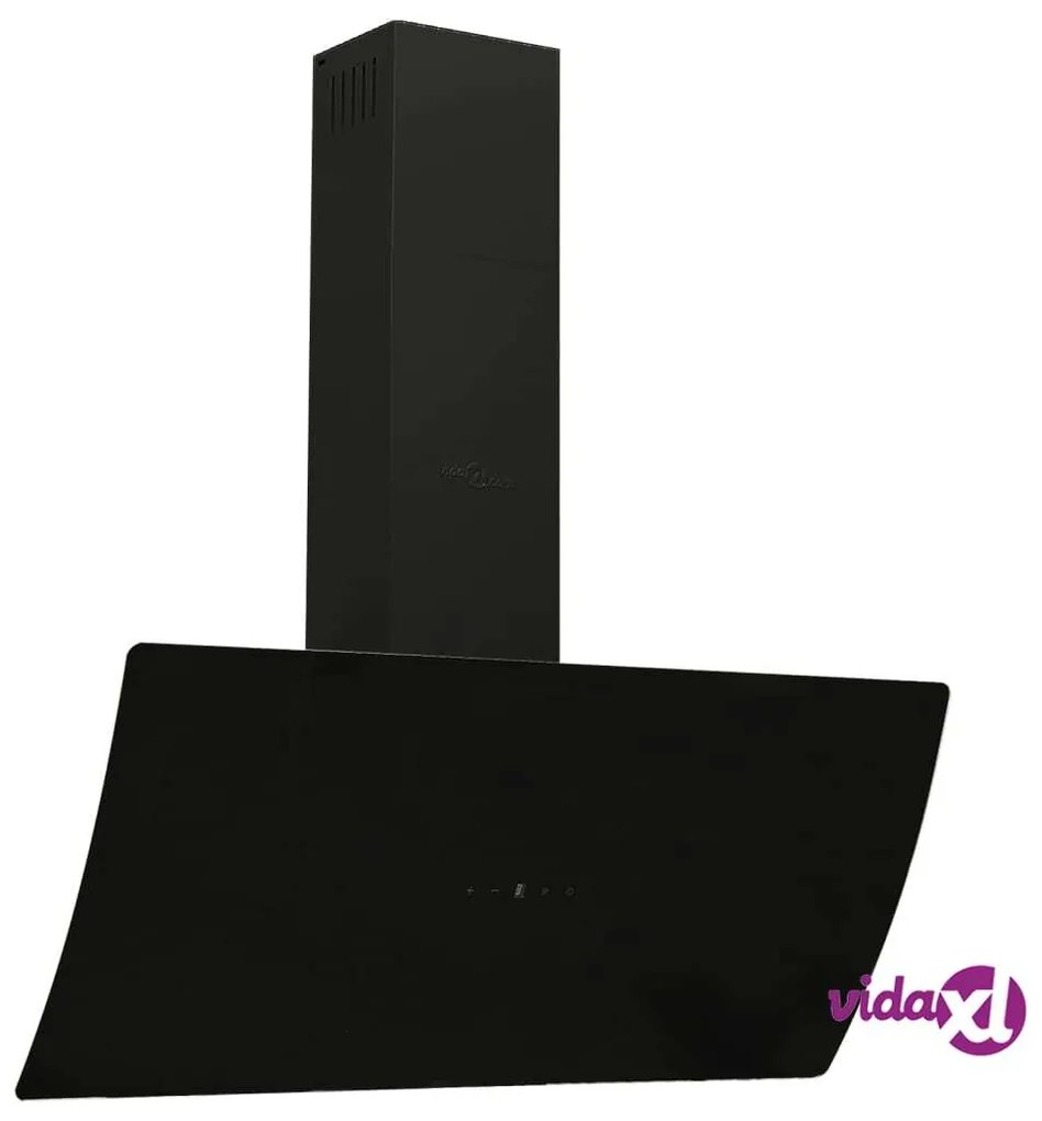 vidaXL Cappa a Parete 90 cm in Acciaio e Vetro Temperato Nero