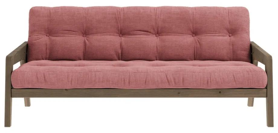 Divano letto in velluto a coste rosa 204 cm Grab Carob - Karup Design