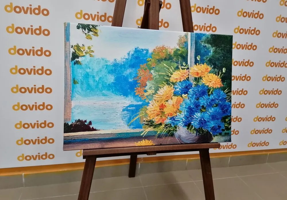 Quadro su tela – Bouquet primaverile alla finestra