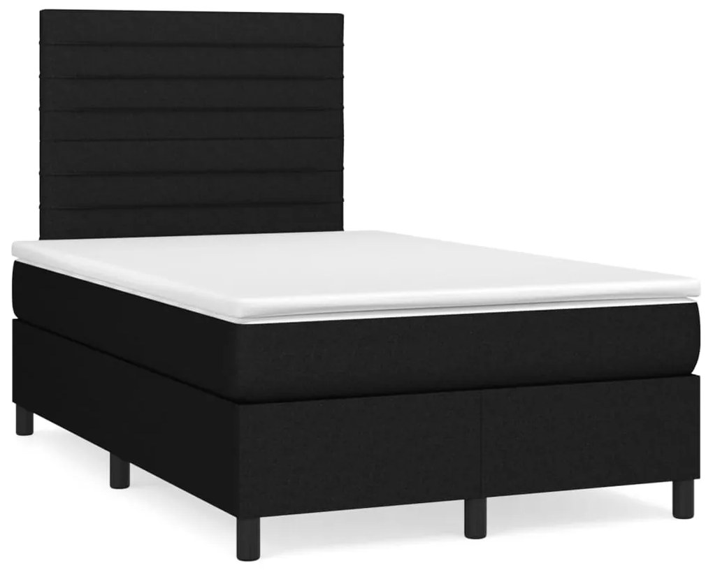 Letto a Molle con Materasso e LED Nero 120x190 cm in Tessuto