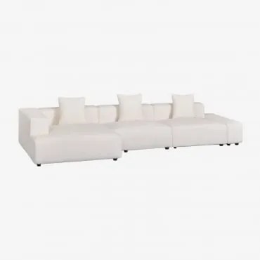 Divano Componibile Chaise Longue Angolare Sinistro In 3 Pezzi (↔︎375 Cm) Bruna Bouclé Blanco - Sklum