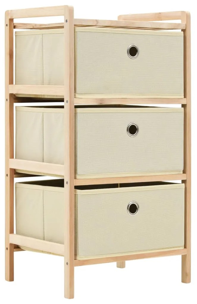 Scaffale Con 3 Cesti İn Tessuto İn Legno Di Cedro Beige /