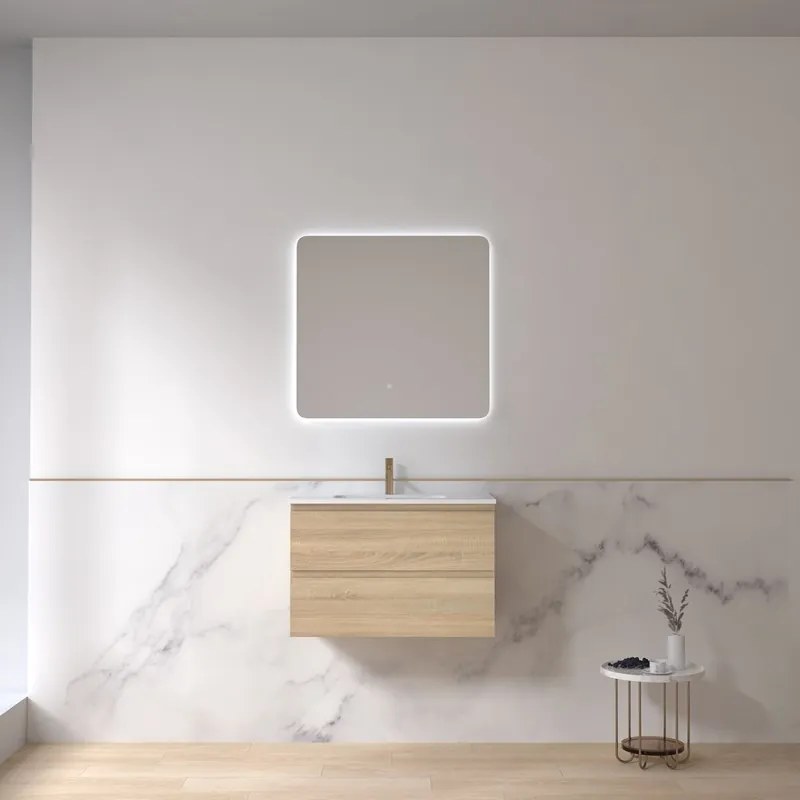 Kamalu - Mobile bagno 80 cm lavabo integrato legno chiaro | KAM-HR80