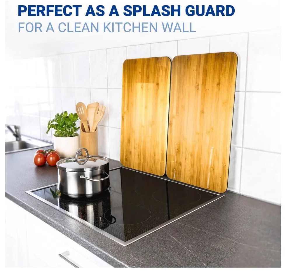 Coprifuoco in vetro temperato in set da 2 52x30 cm Wooden - Maximex