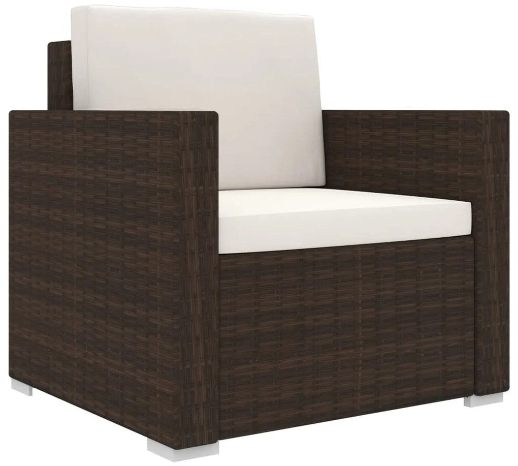 Set Divani da Giardino 11 pz con Cuscini in Polyrattan Marrone