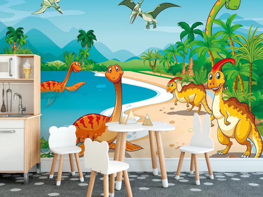 Carta da parati autoadesiva – Nel paese dei dinosauri