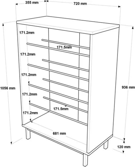 Scarpiera Da Ingresso Multiripiano 72x36x105 A 2 Ante Con Piedini Argo Antracite