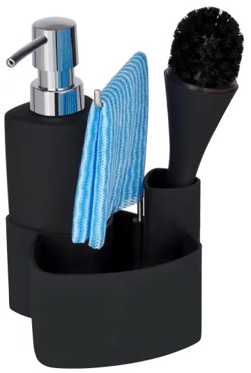 WENKO 3620127800 - Set per il lavaggio EMPIRE 11x19 cm nero/argento
