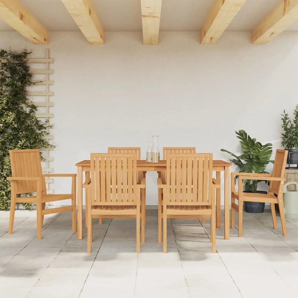 Set Da Pranzo Da Giardino 7 Pz İn Legno Massello Di Teak /