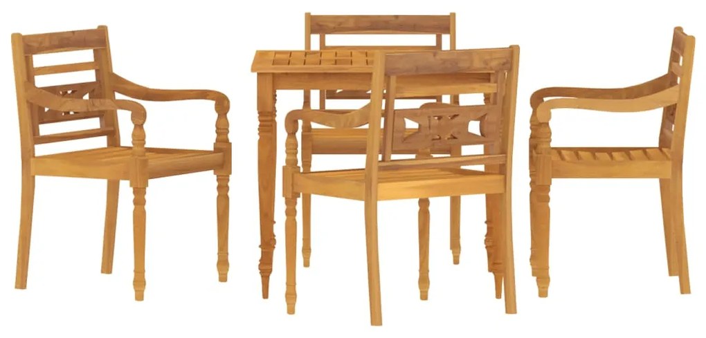 Set da pranzo per giardino 5 pz in legno massello di teak