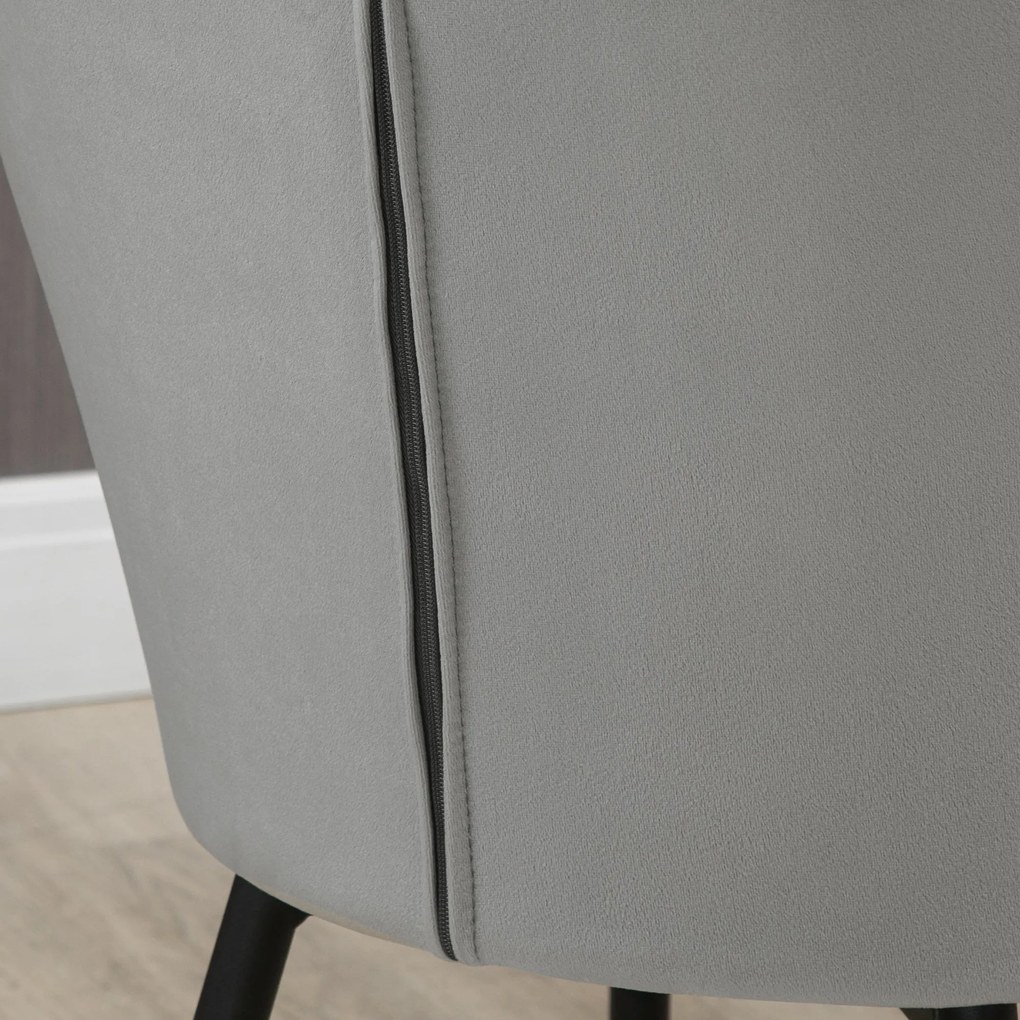 Set 2 Sedie Imbottite Stile Nordico 54x57x80 cm Tessuto Effetto Velluto Grigio Scuro...