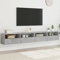 Mobili TV Muro 2pz Grigio Cemento 100x30x30cm Legno Multistrato 836889