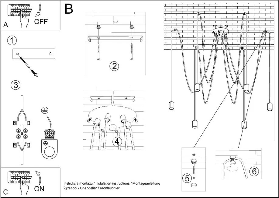 Apparecchio a sospensione nero 300x300 cm Spider - Sollux