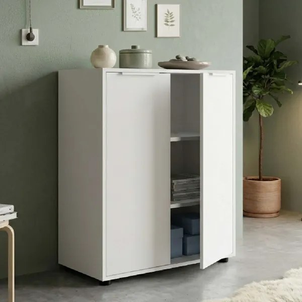 Mobile Ufficio Kovra 72x87h cm in legno 2 Ante Laccato Bianco