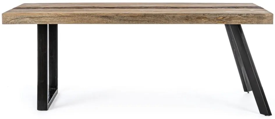 Tavolo MANCHESTER in legno di mango e gambe in acciaio nero, 200&#215;100