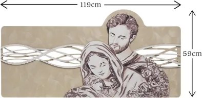Quadro 59x119 cm Sacra Famiglia legno laminato figura stampata oro