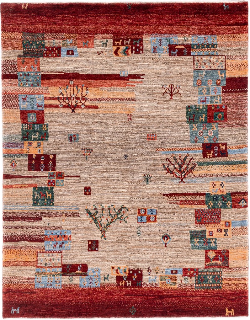 Loribaft Tappeto persiano 190 x 150 Rosso (Iran) Annodato A Mano