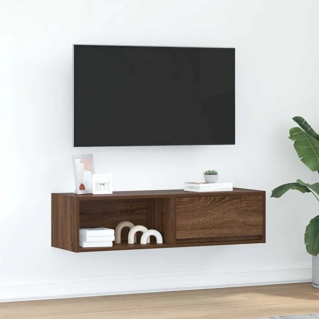 Mobile Tv Rovere Marrone 100x31x25,5 Cm İn Legno Multistrato /