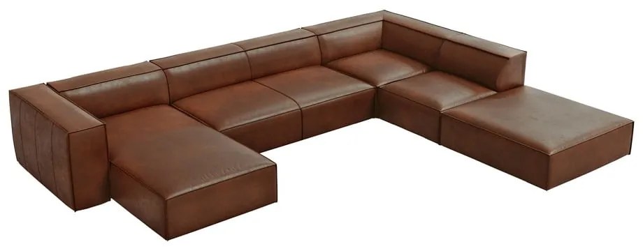Divano angolare in pelle marrone cognac (angolo destro) Madame - Windsor &amp; Co Sofas
