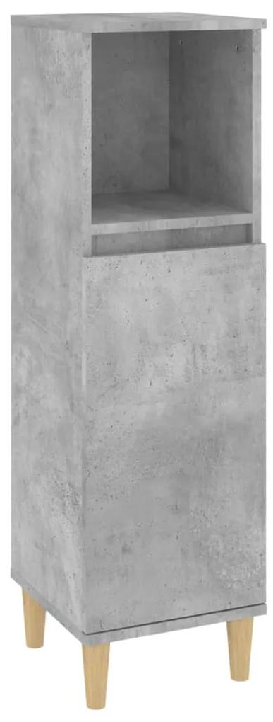 Armadietto bagno grigio cemento 30x30x100 cm legno multistrato