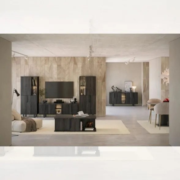 Mobile Porta TV 165 Cm A 4 Ante Palissandro Nero Zaira