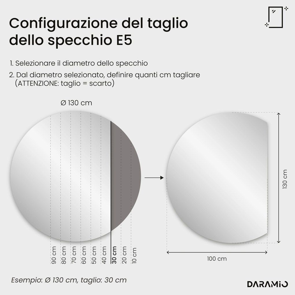Specchio a mezzaluna con luce LED E5