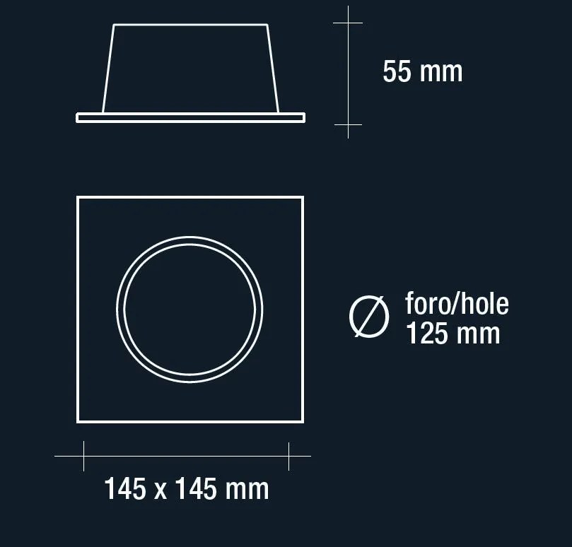 Faretto quadro bianco orient.,15W orient