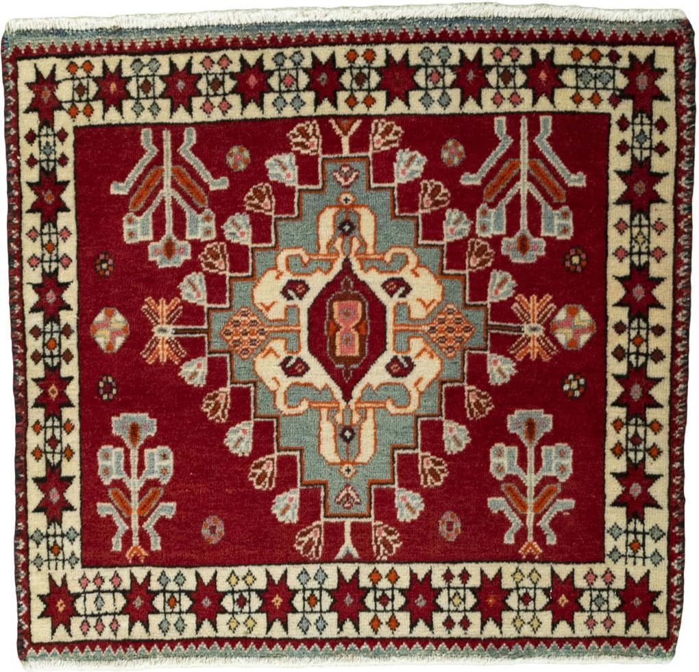 Shiraz Tappeto 70 x 70 Rosso (Iran) Annodato A Mano