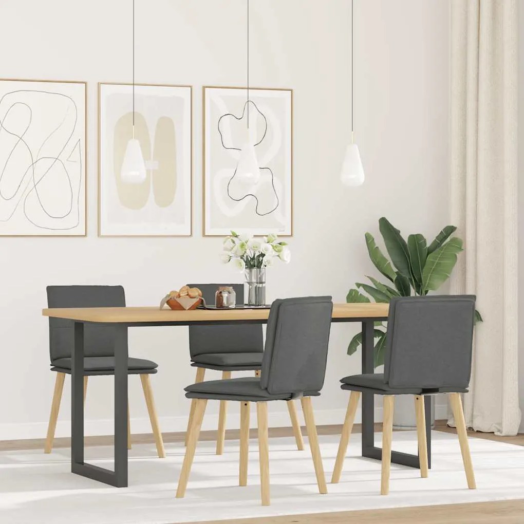 Sedie Da Pranzo 4 Pz Grigio Scuro İn Tessuto /
